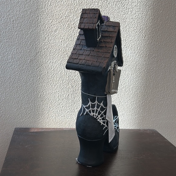 New Halloween Witch Boot House Light Up Skeleton Figurine Statue Tabletop 12" - Picture 7 of 9